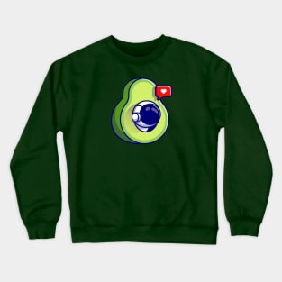 Cute Astronaut In Avocado Fruit Cartoon Crewneck Sweatshirt